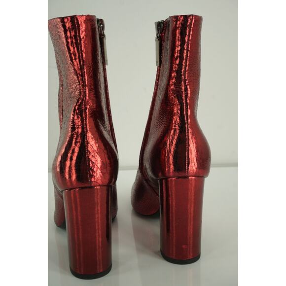 SAINT LAURENT Babies Red Metallic Ankle Boots Size 36.5 NIB YSL 90MM - Picture 6 of 12